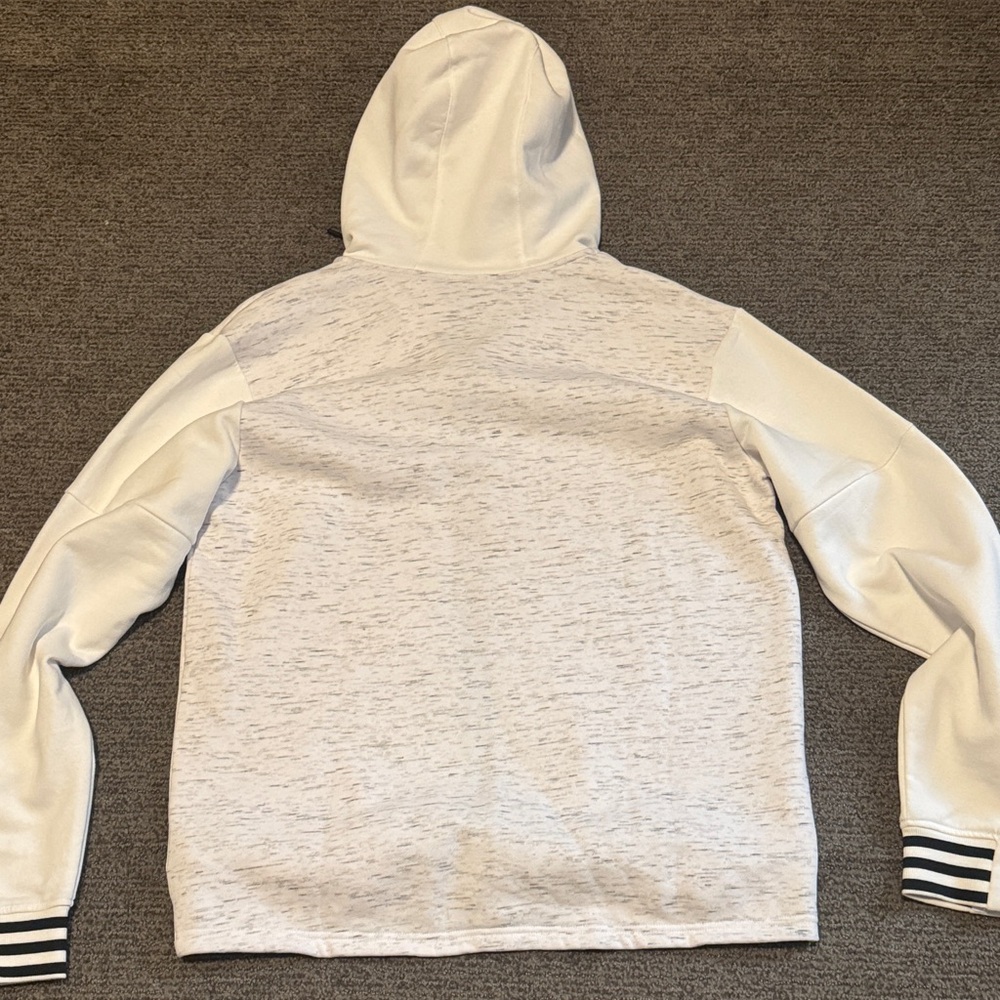 adidas White Heather and Black Logo Full-Zip Hoodie - Picture 6 of 6